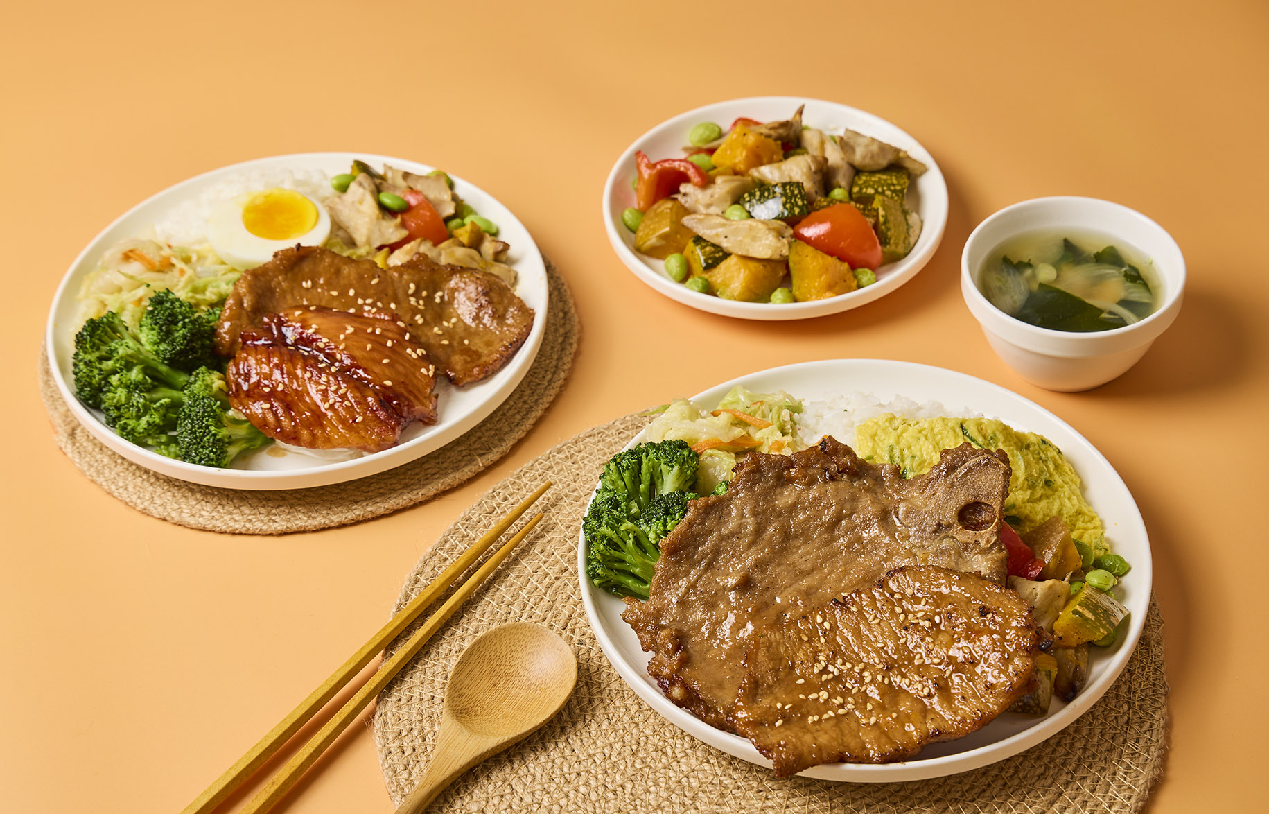 黃甜烤肉飯排骨飯黃甜寶盒雙主菜餐盒